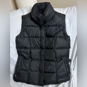 Eddie Bauer Vest Womens Small Black Premium Goose Down Quilted Full Zip Active